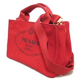 Prada-Borsa a mano con logo Canapa-Rosso