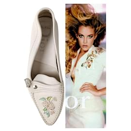 Christian Dior-Christian Dior & John Galliano 2006 calf leather Loafers Shoes D Charm SZ 39-Beige