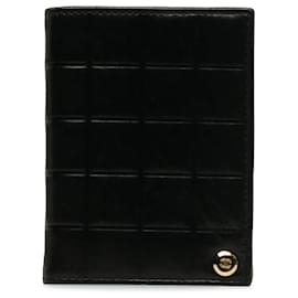 Chanel-Porta-cartões Chanel Black Choco Bar em couro de cordeiro-Preto