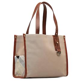 Burberry-Burberry Brown Canvas Tote Bag-Brown,Beige