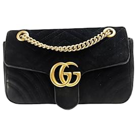 Gucci-Gucci GG Marmont pequeno veludo preto-Preto