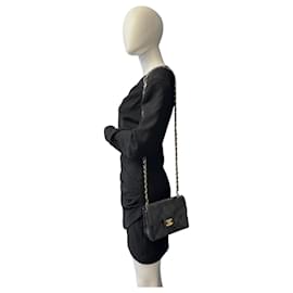 Chanel-Chanel Flap Bag Mini Square Black Lambskin Gold-Black