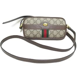 Gucci-GG Supreme Mini Ophidia Crossbody Bag 598664-Brown