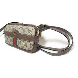 Gucci-GG Supreme Mini Ophidia Crossbody Bag 598664-Brown