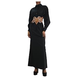 Autre Marque-Black crystal-embellished cutout wool maxi dress - size XS-Black