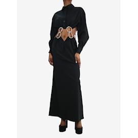 Autre Marque-Vestido largo de lana con aberturas y adornos de cristales en negro - talla XS-Negro
