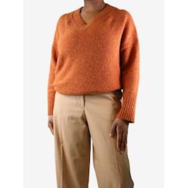 Autre Marque-Orangefarbener Pullover mit V-Ausschnitt – Größe L-Orange