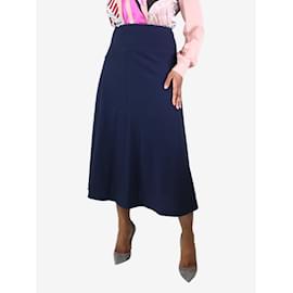 Autre Marque-Navy blue A-line wool midi skirt - size UK 12-Blue