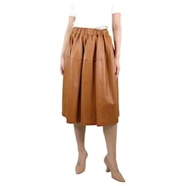 Marni-Tan leather A-line skirt - size UK 8-Brown