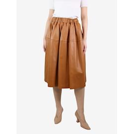 Marni-Tan leather A-line skirt - size UK 8-Brown