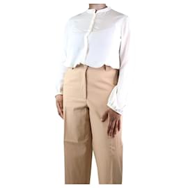 Autre Marque-Cream silk crepe blouse - size UK 14-Cream