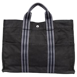 Hermès-Hermes Cotton Fourre Contrast Handbag-Grey