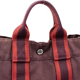 Hermès-Hermes Cotton Mini Handbag-Dark red