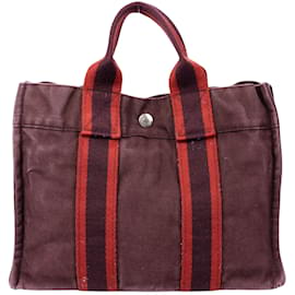 Hermès-Hermes Cotton Mini Fourre Handbag-Dark red