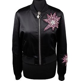 Philipp Plein SS16 Bomberjacke aus Nylon (M) Schwarz