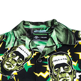 Prada-Prada 2018 Frankenstein Lightning Bowling Shirt (l)-Black