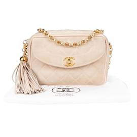 Chanel-Chanel Rose Suede Leather Camera Crossbody Bag-Beige