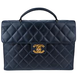 Chanel-Chanel Caviar Leather 24K Gold Business Bag-Black