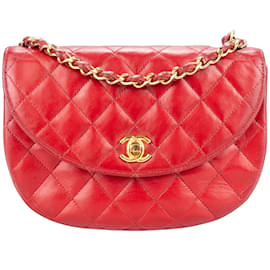 Chanel-Chanel gestepptes Lammleder 24K Gold Einzelne Umhängetasche mit Klappe-Rot