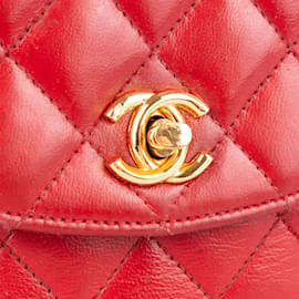 Chanel-Cuir d'agneau matelassé Chanel 24Sac à rabat à bandoulière simple K Gold-Rouge