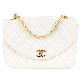 Chanel-Chanel Quilted Lambskin 24K Gold Single Crossboy Flap Bag-White