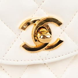 Chanel-Chanel gestepptes Lammleder 24K Gold Single Crossboy Flap Bag-Weiß