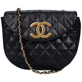 Chanel-Chanel Quilted Lambskin 24K Gold Single Flap Crossbody Bag-Black