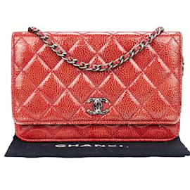 Chanel-Chanel Soft Leather Wallet On Chain Crossbody Bag-Red