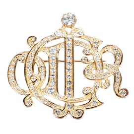 Dior-Christian Dior Golden Crystal Brooch-Golden