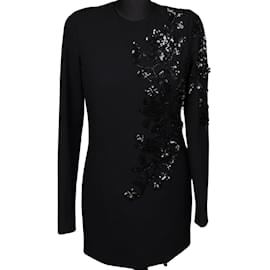Dsquared2-Dsquared Pailette Flower Dress (42)-Black