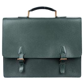 Louis Vuitton-Louis Vuitton Green Taiga Leather Kourad Business Bag-Green