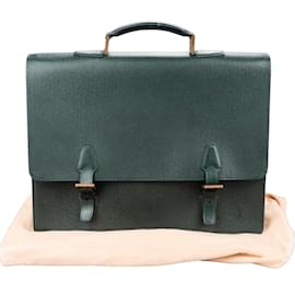 Louis Vuitton-Louis Vuitton Green Taiga Leather Kourad Business Bag-Green