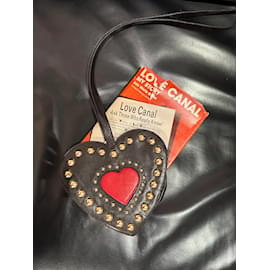 Moschino-90s Moschino studded heart bag-Black