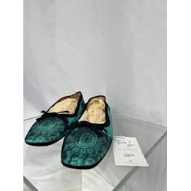 Prada-Pantoufles Prada en soie turquoise-Turquoise