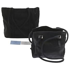Prada-PRADA Pouch Shoulder Bag Leather nylon 3Set Black Blue Auth yk9746-Black,Blue