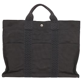 Hermès-HERMES Her Line Tote Bag Nylon Gris Auth bs10269-Gris
