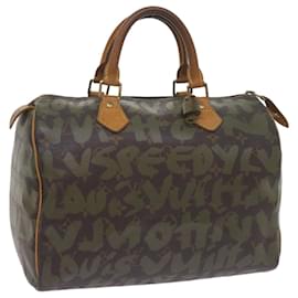 Louis Vuitton-LOUIS VUITTON Monogram Graffiti Speedy 30 Sac à main Vert M92194 Auth LV 60005UNE-Vert,Kaki