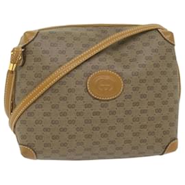 Gucci-GUCCI Micro GG Supreme Bolsa de Ombro PVC Couro Bege Autenticação4357-Bege