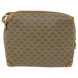 Gucci-GUCCI Micro GG Supreme Bolsa de Ombro PVC Couro Bege Autenticação4357-Bege