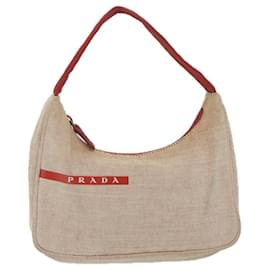 Prada-PRADA Sports Hand Bag Canvas Red White Auth 61457-White,Red