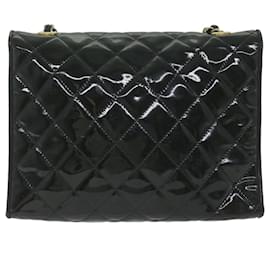 Chanel-CHANEL Matelasse Chain Shoulder Bag Patent leather Black CC Auth bs10520-Black