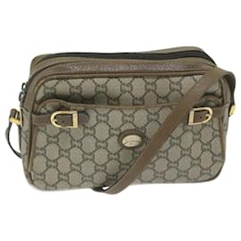Gucci-GUCCI GG Plus Supreme Shoulder Bag PVC Leather Beige Auth th4356-Beige