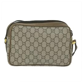 Gucci-GUCCI GG Plus Supreme Shoulder Bag PVC Leather Beige Auth th4356-Beige