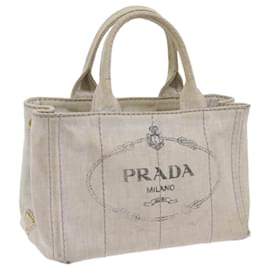 Prada-PRADA Canapa PM Hand Bag Canvas White Auth yb441-White