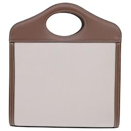 Burberry-BURBERRY Mini Pocket Bag Sac à main Toile Cuir Marron 8039361 auth 60007UNE-Marron