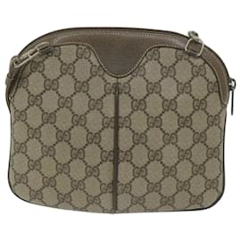 Gucci-GUCCI GG Canvas Web Sherry Line Shoulder Bag PVC Beige Green Red Auth 61211-Red,Beige,Green