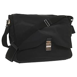Gucci-GUCCI Shoulder Bag Nylon Black Auth bs10426-Black
