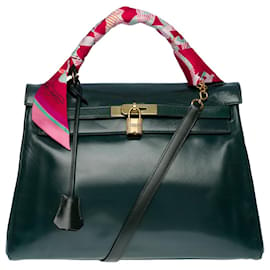 Hermès-Hermes Kelly bag 32 in Green Leather - 100747-Green