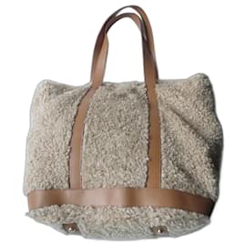 Vanessa Bruno-VANESSA BRUNO L-Einkaufstasche aus Lammfell und Leder-Beige