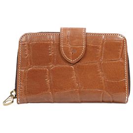 Mulberry Croc Embossed Wallet Brown Leather Brown